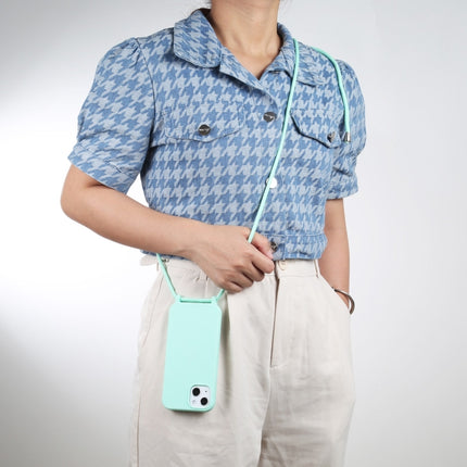 Candy Colors TPU Protective Case with Lanyard For iPhone 13(Mint Green)-garmade.com