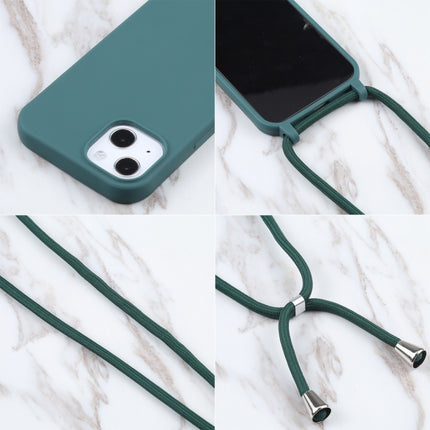 Candy Colors TPU Protective Case with Lanyard For iPhone 13 Pro(Dark Green)-garmade.com