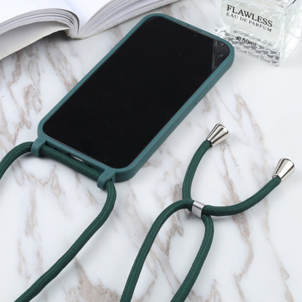 Candy Colors TPU Protective Case with Lanyard For iPhone 13 Pro Max(Dark Green)-garmade.com