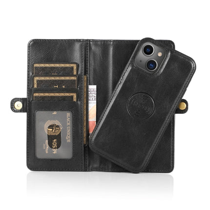 Strong Magnetic Detachable Horizontal Flip Leather Case with Card Slots & Wallet For iPhone 13(Black)-garmade.com