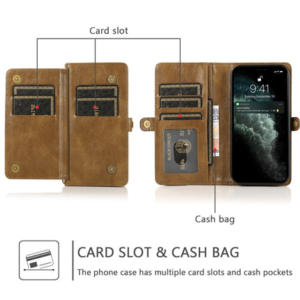 Strong Magnetic Detachable Horizontal Flip Leather Case with Card Slots & Wallet For iPhone 13(Brown)-garmade.com