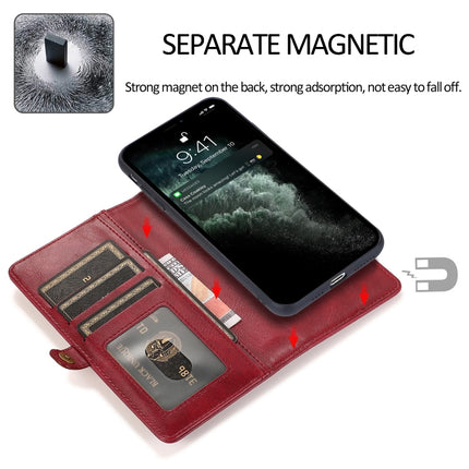 Strong Magnetic Detachable Horizontal Flip Leather Case with Card Slots & Wallet For iPhone 13(Red)-garmade.com