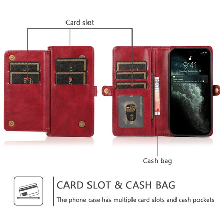 Strong Magnetic Detachable Horizontal Flip Leather Case with Card Slots & Wallet For iPhone 13(Red)-garmade.com