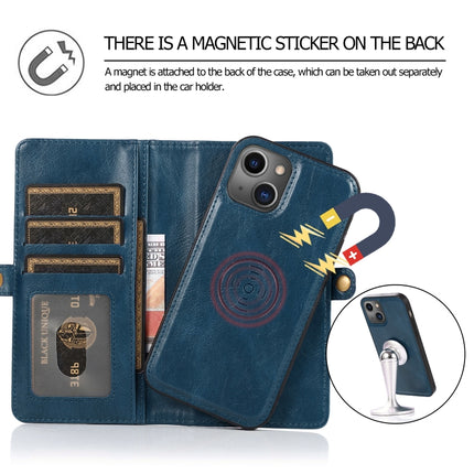 Strong Magnetic Detachable Horizontal Flip Leather Case with Card Slots & Wallet For iPhone 13 Mini(Blue)-garmade.com