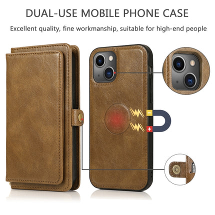 Strong Magnetic Detachable Horizontal Flip Leather Case with Card Slots & Wallet For iPhone 13 Mini(Brown)-garmade.com