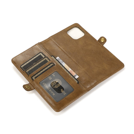 Strong Magnetic Detachable Horizontal Flip Leather Case with Card Slots & Wallet For iPhone 13 Mini(Brown)-garmade.com