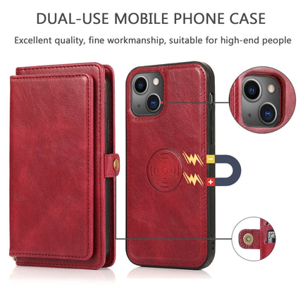 Strong Magnetic Detachable Horizontal Flip Leather Case with Card Slots & Wallet For iPhone 13 Mini(Red)-garmade.com