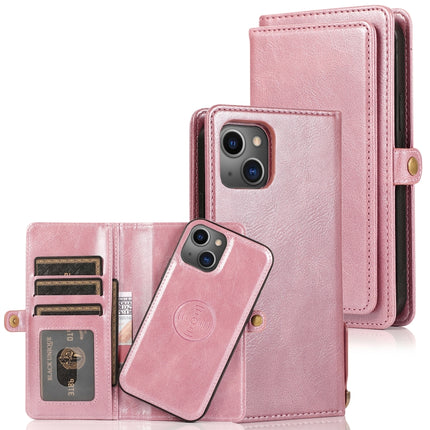Strong Magnetic Detachable Horizontal Flip Leather Case with Card Slots & Wallet For iPhone 13 Pro(Rose Gold)-garmade.com