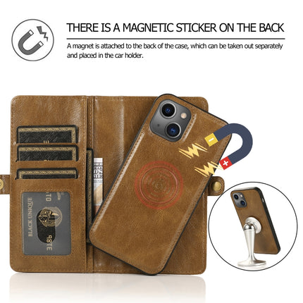 Strong Magnetic Detachable Horizontal Flip Leather Case with Card Slots & Wallet For iPhone 13 Pro Max(Brown)-garmade.com