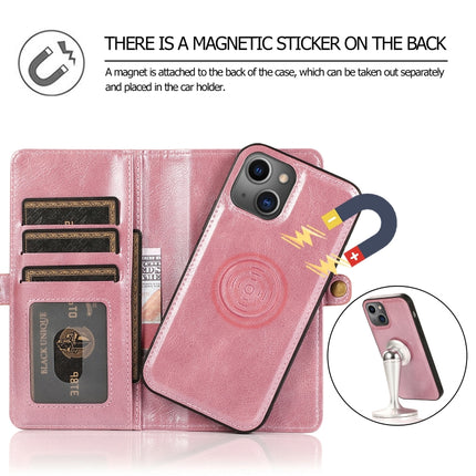 Strong Magnetic Detachable Horizontal Flip Leather Case with Card Slots & Wallet For iPhone 13 Pro Max(Rose Gold)-garmade.com