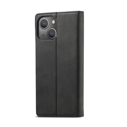 LC.IMEEKE Strong Magnetic PU + Matte TPU Horizontal Flip Leather Case with Holder & Card Slots & Wallet For iPhone 13 mini(Black)-garmade.com