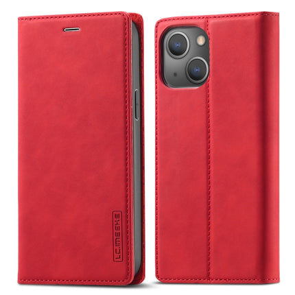 LC.IMEEKE Strong Magnetic PU + Matte TPU Horizontal Flip Leather Case with Holder & Card Slots & Wallet For iPhone 13 mini(Red)-garmade.com