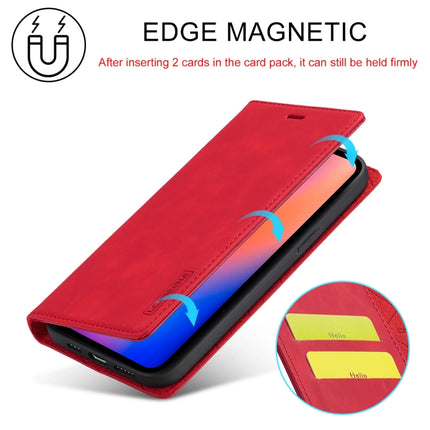 LC.IMEEKE Strong Magnetic PU + Matte TPU Horizontal Flip Leather Case with Holder & Card Slots & Wallet For iPhone 13 mini(Red)-garmade.com
