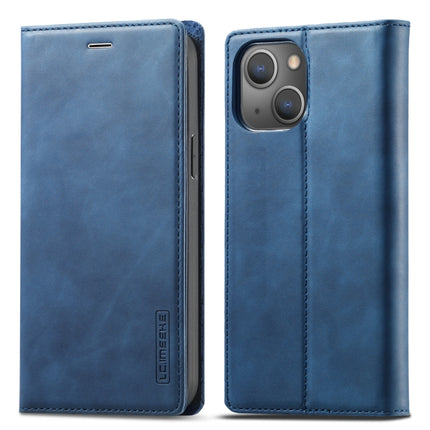 LC.IMEEKE Strong Magnetic PU + Matte TPU Horizontal Flip Leather Case with Holder & Card Slots & Wallet For iPhone 13 mini(Blue)-garmade.com