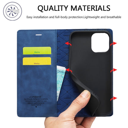 LC.IMEEKE Strong Magnetic PU + Matte TPU Horizontal Flip Leather Case with Holder & Card Slots & Wallet For iPhone 13 mini(Blue)-garmade.com
