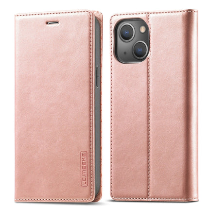 LC.IMEEKE Strong Magnetic PU + Matte TPU Horizontal Flip Leather Case with Holder & Card Slots & Wallet For iPhone 13 mini(Rose Gold)-garmade.com