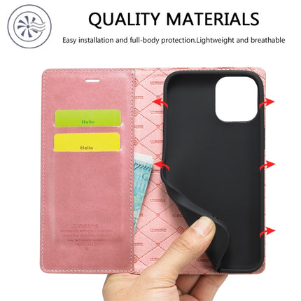 LC.IMEEKE Strong Magnetic PU + Matte TPU Horizontal Flip Leather Case with Holder & Card Slots & Wallet For iPhone 13 mini(Rose Gold)-garmade.com