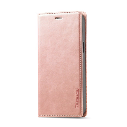 LC.IMEEKE Strong Magnetic PU + Matte TPU Horizontal Flip Leather Case with Holder & Card Slots & Wallet For iPhone 13(Rose Gold)-garmade.com