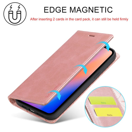 LC.IMEEKE Strong Magnetic PU + Matte TPU Horizontal Flip Leather Case with Holder & Card Slots & Wallet For iPhone 13(Rose Gold)-garmade.com