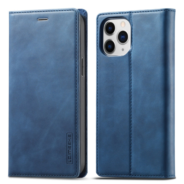 LC.IMEEKE Strong Magnetic PU + Matte TPU Horizontal Flip Leather Case with Holder & Card Slots & Wallet For iPhone 13 Pro(Blue)-garmade.com