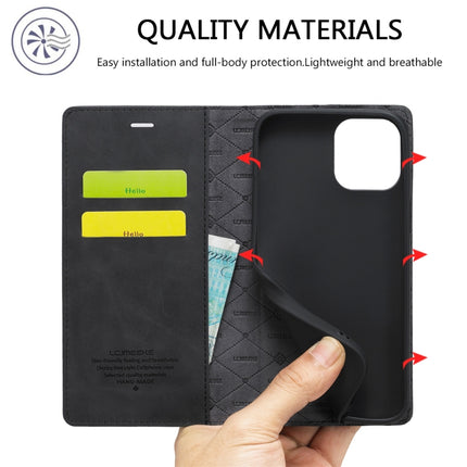 LC.IMEEKE Strong Magnetic PU + Matte TPU Horizontal Flip Leather Case with Holder & Card Slots & Wallet For iPhone 13 Pro Max(Black)-garmade.com