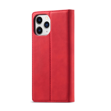 LC.IMEEKE Strong Magnetic PU + Matte TPU Horizontal Flip Leather Case with Holder & Card Slots & Wallet For iPhone 13 Pro Max(Red)-garmade.com