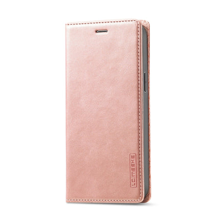 LC.IMEEKE Strong Magnetic PU + Matte TPU Horizontal Flip Leather Case with Holder & Card Slots & Wallet For iPhone 13 Pro Max(Rose Gold)-garmade.com