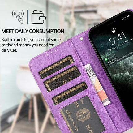 Retro 2 in 1 Detachable Horizontal Flip Leather Case with Card Slots & Wallet For iPhone 13(Purple)-garmade.com