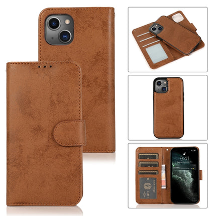Retro 2 in 1 Detachable Horizontal Flip Leather Case with Card Slots & Wallet For iPhone 13(Brown)-garmade.com