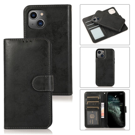 Retro 2 in 1 Detachable Horizontal Flip Leather Case with Card Slots & Wallet For iPhone 13(Black)-garmade.com