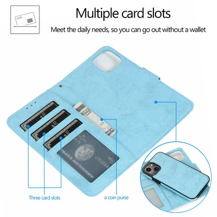 Retro 2 in 1 Detachable Horizontal Flip Leather Case with Card Slots & Wallet For iPhone 13 Pro Max(Blue)-garmade.com