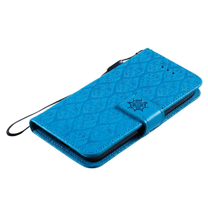 Pressed Printing Rattan Flower Pattern Horizontal Flip PU Leather Case with Holder & Card Slots & Wallet & Photo Frame For iPhone 13 mini(Blue)-garmade.com