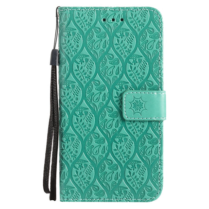 Pressed Printing Rattan Flower Pattern Horizontal Flip PU Leather Case with Holder & Card Slots & Wallet & Photo Frame For iPhone 13 mini(Green)-garmade.com