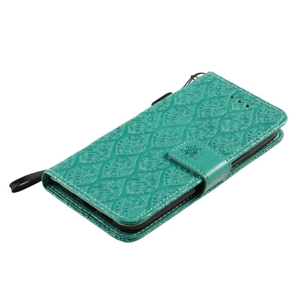 Pressed Printing Rattan Flower Pattern Horizontal Flip PU Leather Case with Holder & Card Slots & Wallet & Photo Frame For iPhone 13 mini(Green)-garmade.com