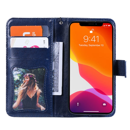 Pressed Printing Rattan Flower Pattern Horizontal Flip PU Leather Case with Holder & Card Slots & Wallet & Photo Frame For iPhone 13 mini(Dark Blue)-garmade.com