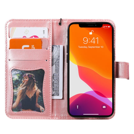 Pressed Printing Rattan Flower Pattern Horizontal Flip PU Leather Case with Holder & Card Slots & Wallet & Photo Frame For iPhone 13 mini(Rose Gold)-garmade.com