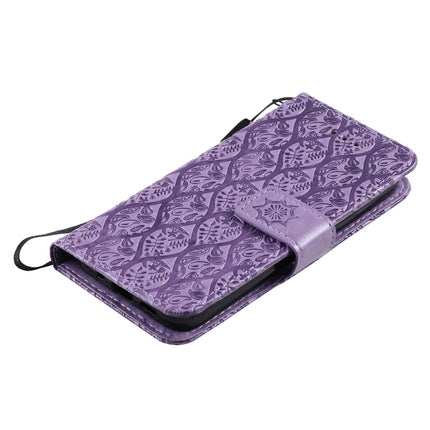 Pressed Printing Rattan Flower Pattern Horizontal Flip PU Leather Case with Holder & Card Slots & Wallet & Photo Frame For iPhone 13 mini(Purple)-garmade.com