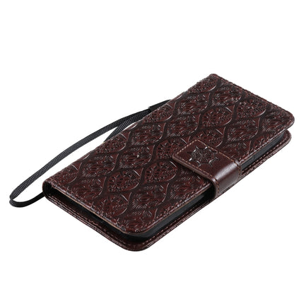 Pressed Printing Rattan Flower Pattern Horizontal Flip PU Leather Case with Holder & Card Slots & Wallet & Photo Frame For iPhone 13(Brown)-garmade.com