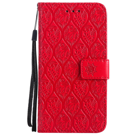 Pressed Printing Rattan Flower Pattern Horizontal Flip PU Leather Case with Holder & Card Slots & Wallet & Photo Frame For iPhone 13(Red)-garmade.com