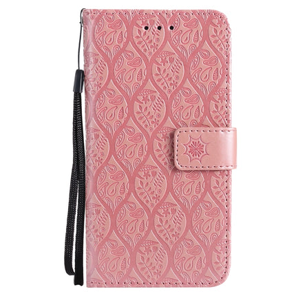 Pressed Printing Rattan Flower Pattern Horizontal Flip PU Leather Case with Holder & Card Slots & Wallet & Photo Frame For iPhone 13(Rose Gold)-garmade.com