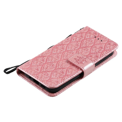 Pressed Printing Rattan Flower Pattern Horizontal Flip PU Leather Case with Holder & Card Slots & Wallet & Photo Frame For iPhone 13(Rose Gold)-garmade.com