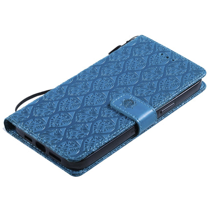 Pressed Printing Rattan Flower Pattern Horizontal Flip PU Leather Case with Holder & Card Slots & Wallet & Photo Frame For iPhone 13 Pro(Blue)-garmade.com