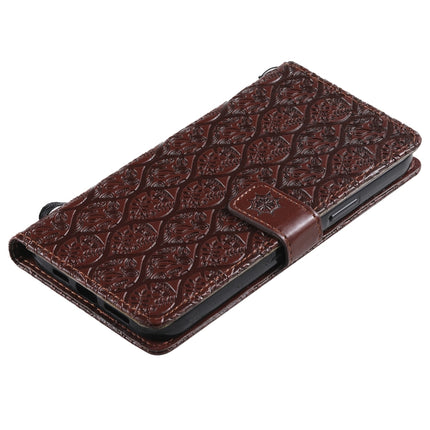 Pressed Printing Rattan Flower Pattern Horizontal Flip PU Leather Case with Holder & Card Slots & Wallet & Photo Frame For iPhone 13 Pro(Brown)-garmade.com