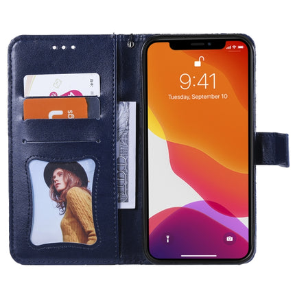 Pressed Printing Rattan Flower Pattern Horizontal Flip PU Leather Case with Holder & Card Slots & Wallet & Photo Frame For iPhone 13 Pro(Dark Blue)-garmade.com