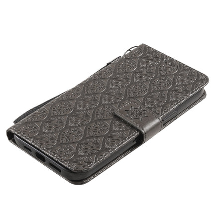 Pressed Printing Rattan Flower Pattern Horizontal Flip PU Leather Case with Holder & Card Slots & Wallet & Photo Frame For iPhone 13 Pro(Grey)-garmade.com