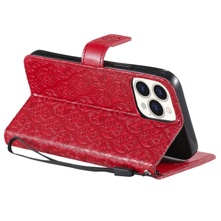 Pressed Printing Rattan Flower Pattern Horizontal Flip PU Leather Case with Holder & Card Slots & Wallet & Photo Frame For iPhone 13 Pro Max(Red)-garmade.com
