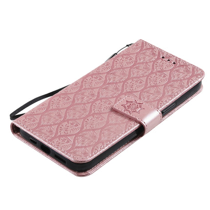 Pressed Printing Rattan Flower Pattern Horizontal Flip PU Leather Case with Holder & Card Slots & Wallet & Photo Frame For iPhone 13 Pro Max(Rose Gold)-garmade.com