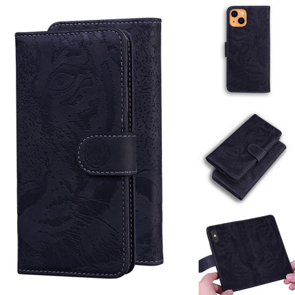 Tiger Embossing Pattern Horizontal Flip Leather Case with Holder & Card Slots & Wallet For iPhone 13 mini(Black)-garmade.com