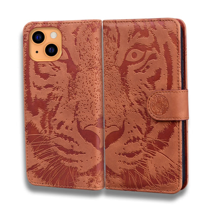 Tiger Embossing Pattern Horizontal Flip Leather Case with Holder & Card Slots & Wallet For iPhone 13 mini(Brown)-garmade.com