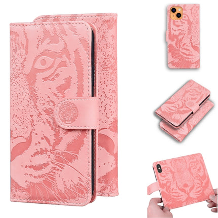 Tiger Embossing Pattern Horizontal Flip Leather Case with Holder & Card Slots & Wallet For iPhone 13 mini(Pink)-garmade.com